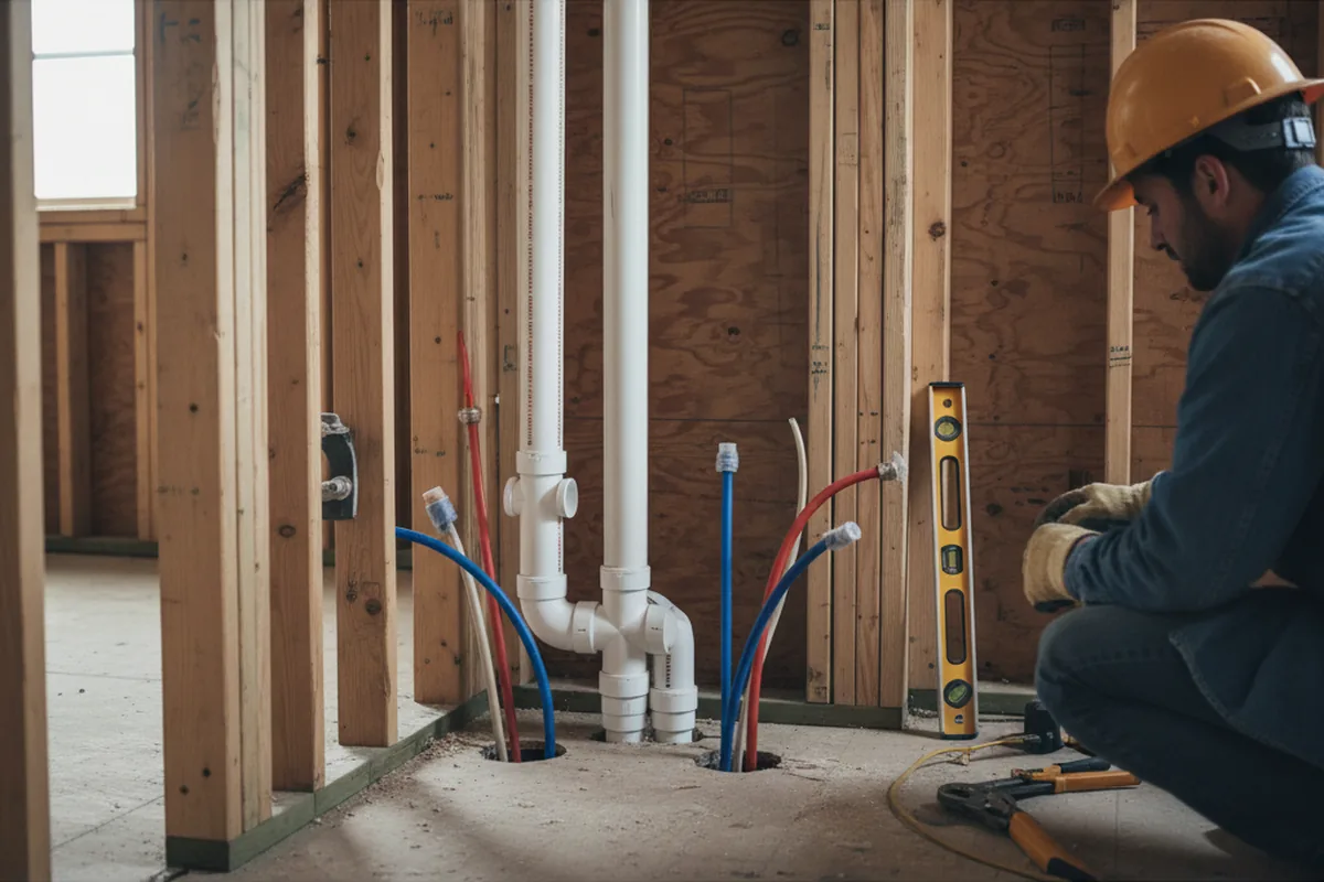 Drain and supply rough-in during Sump Pump Repair in Altus