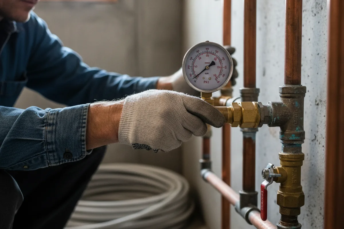 Pressure testing a repaired line during Water Line Repair in Altus